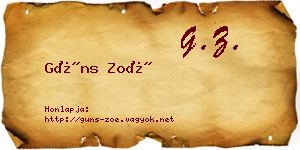 Güns Zoé névjegykártya